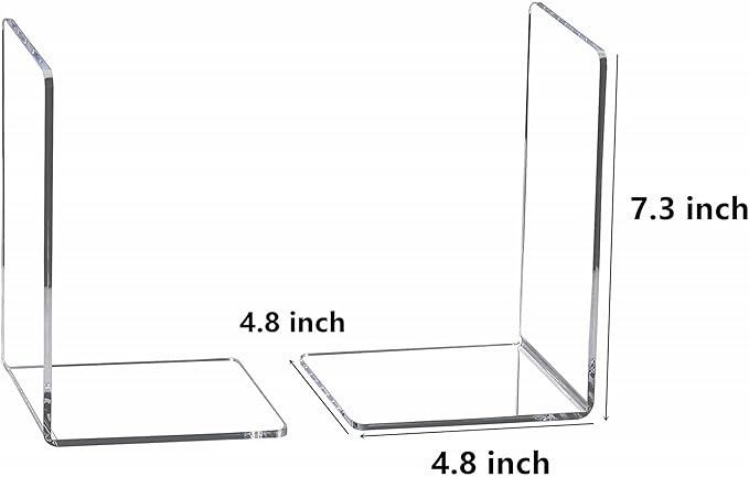 CY craft 8 Pieces/4 Pairs Bookends,Clear Acrylic Bookends for Shelves,Heavy Duty Book Ends and Desktop Organizer,Book Stopper for Books/Movies/CDs,7.3x4.8x4.8 inch