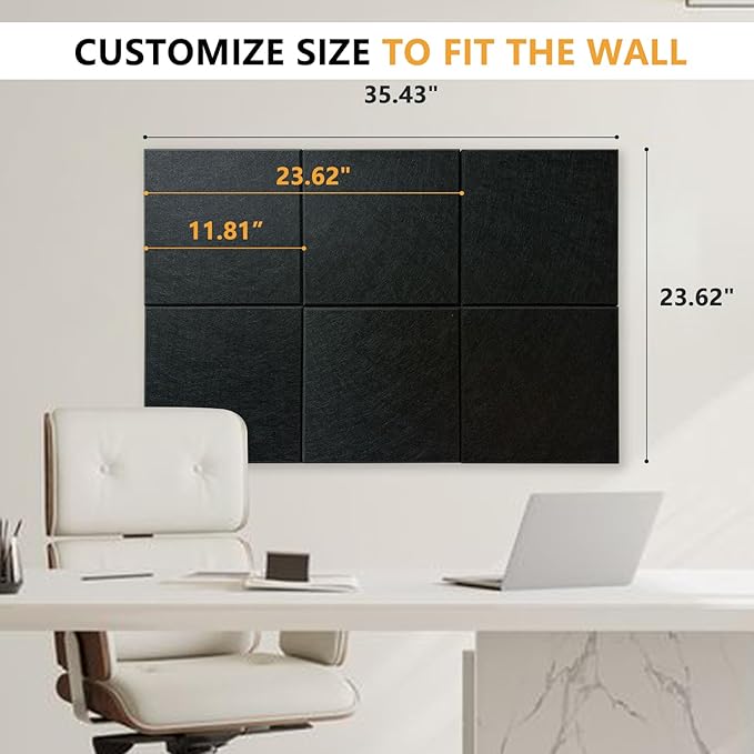 Large Cork Board Tiles for Wall with Push Pins, Removable 36" x 24" Bulletin Board Sets, Adhesive Pin Board | Magrowill 6 Packs Felt Panels for Office Home Classroom Dorm Interior Wall Decor