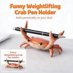 Desk Crab Pen Holder, Cute Weightlifting Crab Pencil Holder for Desk, Funny & Creative Desktop Organizer for Office, Home, School Supplies (Red+Red)