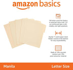 Amazon Basics File Folders with Tabs for Filing, 1/3-Cut Tab, Assorted Positions, 8.5x11 inches, Letter Size, Manila, Pack of 100
