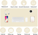 PU Leather Desk Pad Protector Gaming Mouse Pad Non Slip Desk Mat for Keyboard and Mouse Waterproof Desk Writing Pad for Office and Home Desk Accessories(Beige, 23.6 * 11.8)