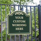 Custom Decorative Sign, Personalized Metal Sign for Business, Driveway, Home, Airbnb, Office Door Plaque,Green Background, 18x18 Inches, ACM, Fade Resistant, Made in USA