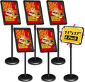 INNOVSIGN 6Pack Adjustable Pedestal Sign Holder - 11''x17'', Floor Standing Poster Stand for Vertical/Horizontal View, Outdoor/Indoor Sign Holders (Black, Round)