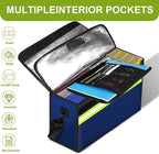 Large Fireproof Money Bags with Lock-6500°F Fireproof Document Box,10 Layers Insulation Materials&Waterproof Zipper,Removable Folder Layers/Wallet,Reflective Strip for Valuables(16.5”x 12.4”x 5.5”)