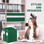 Henoyso 12 Pcs 3 Ring Binder 2 Inch Round Fits Letter Size 8.5'' x 11'' Paper Plastic Flexible Binder Bulk Holds 490 Sheets with 1 Pockets Versatile Organizer for Home Office School (Dark Green)