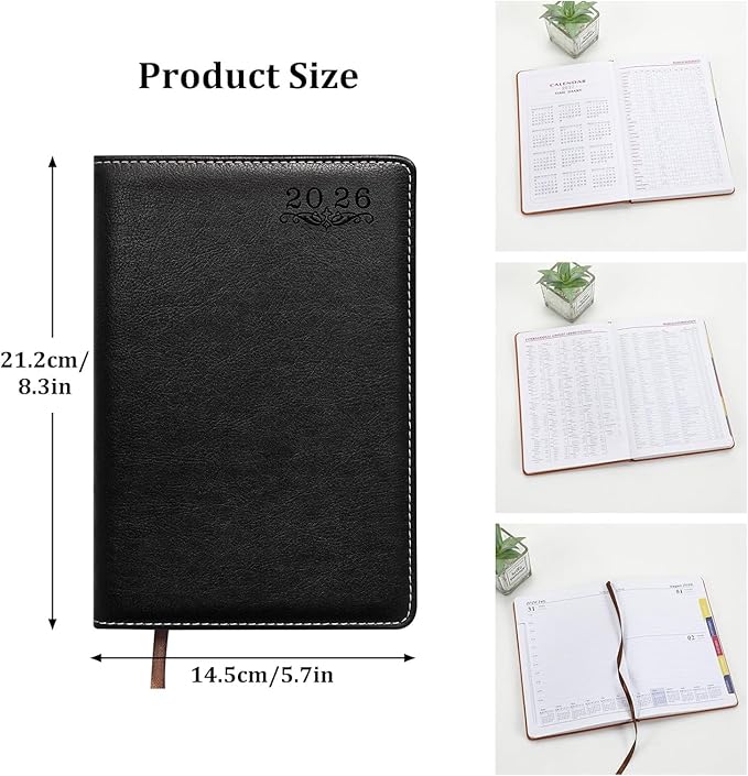 Custom Personalized 2026 A5 Planner - Customizable with Logo/Photo/Text | Soft PU Leather Cover, Monthly/Daily/Academic Weekly Pages & Calendar for School, Brown