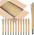 lyforx 200pcs Bamboo Pens Bulk 2-in-1 Stylus Tip Wooden Bamboo Pens Engraving Wooden Ballpoint Pen Customizable Gift Pen Bulk