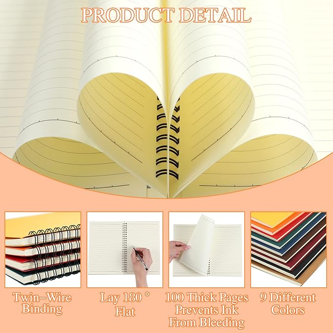 Yahenda Spiral Notebook Bulk A5 Journal Lined 8.3'' x 5.5'' Writing Composition Paper Small Notepad Subject Notebook for Students Office Business Back to School Supplies(Multi Color,18 Pcs)