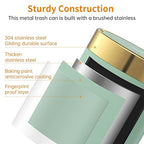 Mini Trash Can with Lid, Desktop Small Trash Can Recycling Bin Cute Metal Garbage Can for Tabletop Countertop Use,Stainless Steel 0.4Gal/1.5L Waste Bin for Office Parlor Car Bedroom,Light Green