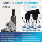 Purity Eyeglass Cleaner Mega Pack - Multi-Size Lens Cleaner Kit - 2x2oz, 3x8oz Bottles + 5 Black Premium Microfiber Cloths - Safe for All Lenses, Eyeglasses, and Screens - Streak-Free Formula