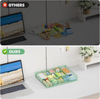 Marbrasse Expandable Desk Drawer Organizer, Mesh Drawer Organizer Tray with 10 Adjustable Compartments, Desk Organizers and Accessories for Office Supplies, Makeup & Vanity (Expandable-Green)