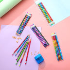 Chinco 300 Pieces Wooden Pencil with Eraser for Kids Assortment Colorful Fun Pencils Bulk with Eraser Kids Novelty Back to School Supplies for Classroom, Student Reward, Stationery Party Favors