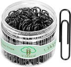 Vinaco Paper Clips Black, 400PCS Medium and Jumbo Paper Clips (1.3 inch & 2.0 inch), Durable & Rustproof, Coated Paperclip Great for Office School and Personal Use(Black)