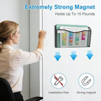 BOHDK Magnetic Wall File Holder 3-Pack - Mesh Organizer with Strong Magnets for Office, Home & School - Space Saving Black Document Organizer