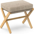 BAMBOOHOMIE Foldable Foot Stool Ottoman, Modern Foot Rest with Bamboo X Legs & Thick Foam Cushion, Folding Foot Stools Small Padded for Bedroom Living Room, Footstool for Chair Couch (Natural - Brown)