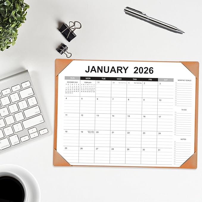 Desk Calendar 2026-2027 with Desk Mat – 22" x 17" Large Desk Pad Calendar Runs from January 2026 to June 2027, Office Supplies Desktop Monthly Calendar for Home & Office