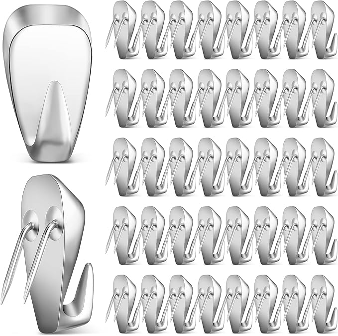 LEIFIDE Cubicle Hooks Fabric Panel Wall Hooks Cubicle Clips Picture Hangers for 40 Lbs Office Home Kitchen Room Board Hanging Supplies(Silver,40 Pieces)