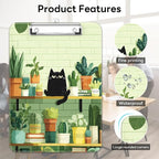 Luminzo Plastic Cute Clipboard Low-Profile Metal Clip, A4 Letter Size 9 x 12.5 in, 8.5 x 11 Paper Clip Board for Teachers, Nurses, Classroom,Cafe Black Cat