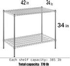 Regal Altair 24" Deep x 42" Wide x 34" Height Wire Shelving Kit | 2-Tier | NSF Commercial Storage Rack Unit