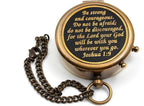 Be Strong and Courageous, Do Not Be Afraid Brass Engraved Compass with Stamped Wooden Case – Inspirational Birthday, Confirmation, and Baptism Gifts