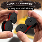 4 Pcs Universal Typewriter Ribbon Pack – Black and Red Typewriter Ribbon – 0.2 Inch/5 mm Central Aperture, Durable Twin Spool Replacement for Clear Prints, Smooth Operation & Reliable Performance