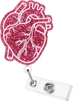 Anatomical Heart Badge Reel, Retractable ID Card Badge Holders, Medical Work Badge Clip for Pediatric Cardiology Cardiothoracic Surgery CICU, Cardiologist RN PA EKG/ECG Technician Perfusionist Gifts