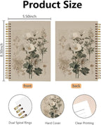 BitKan Vintage Floral Spiral Notebook, Classical Floral Botanical Aesthetic Journal Supplies, Flower Journal for Women, Retro Rustic Flower Notebook 5.5x8.3 Inch-384
