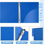 Henoyso 48 Pcs 3 Ring Binder 0.5 Inch Round Fits Letter Size 8.5'' x 11'' Paper Plastic Flexible Binder Bulk Holds 140 Sheets with 1 Pockets Versatile Organizer for Home Office School (Blue)