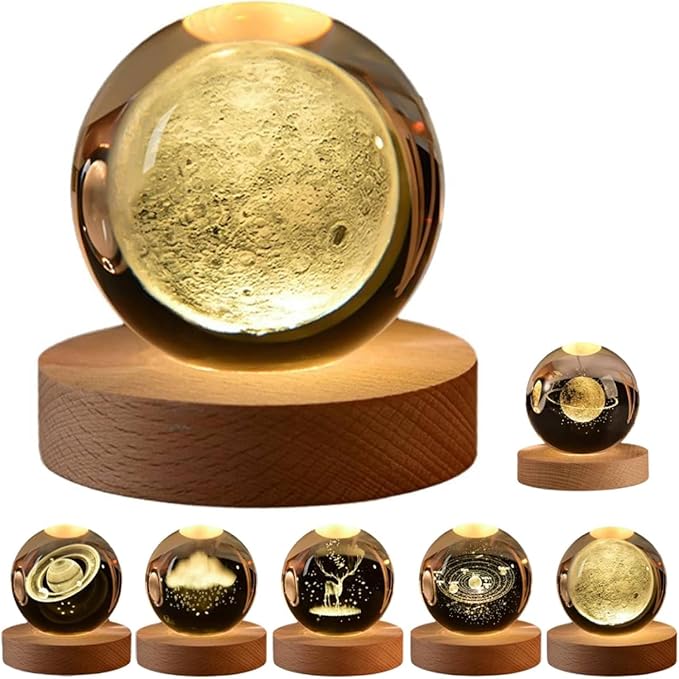 C&M 3D Luckey Clover Crystal Ball Night Light,Luckey Clover Figurine Lamp,Decorative Glass Sphere Ball Paperweight Crystal Sea Animal Decorations for Home (Luckey Clover)