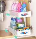 Beleeb Under Sink Organizer, 1 Pack 2 Tier Metal Slide Out Pull Out Cabinet Organizer Shelf, Height Adjustable Organization and Storage Series, Bathroom/Desktop/Cabinet/Kitchen organization, White