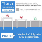 meite JT21 Staples, 3/8 Inch Galvanized Fine Wire Staples for Staple Gun - 7/16" Crown JT21 Staple Refill, Ideal for Upholstery, Crafts, Furniture (1 Case)