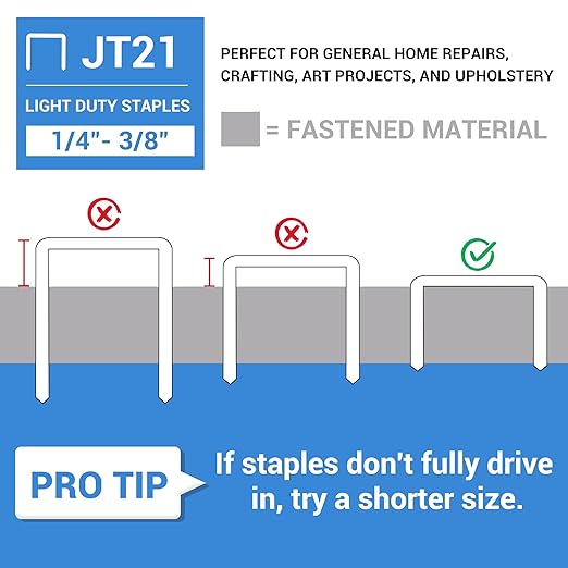 meite JT21 Staples, 5/16 Inch Galvanized Fine Wire Staples for Staple Gun - 7/16" Crown JT21 Staple Refill, Ideal for Upholstery, Crafts, Furniture (1 Case)