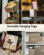 Uniclife 100 Pcs Manila Tags White Blank Shipping Tags with Wire Attached 4.7 Inch Paper Hang Tag with Reinforced Eyelet Large Marking Writable Price Label Tag, 4.7" x 2 3/8"