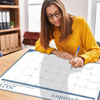 Gannyfer Desk Calendar 2026 with Desktop Mat, Simplified Large 22" x 17" Desktop Pad Calendar, 18 Month Desk Calendar 2026-2027, Use Now to Feb 2027, Office Supplies Perfect for Home School and Office - Blue