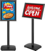 VAIIGO Heavy Duty Sign Holder Stand 8.5x11 Inch - Pedestal Floor Standing Sign Holder with Weighted Base - Vertical & Horizontal Poster/Menu Stand for Indoor/Outdoor Business Store Advertising, Black