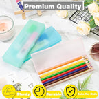 Fainne 24 Pcs Plastic Pencil Case Bulk Pencil Boxes Plastic Stationery Case Frosted Pen Box Pen Holder with Hinged Lid Snap Closure for Office (Single Layer,Multicolor,7.09 x 2.36 x 0.98 Inch)