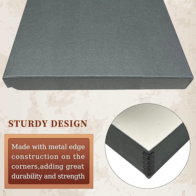 Golden State Art, Archival Folio Storage Box 16x20, Clamshell Design with Metal Edge, Preserve And Store Photos Documents Cards Prints Arts Crafts DIY, Gray