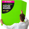 Hygloss Large Poster Board 22x28 - 25 Neon Green Single Color Poster Boards Bulk Pack - 10 Pt. Thickness Colored Poster Board Paper for Projects, Signs, Displays - Posterboard Multipack 22" x 28"