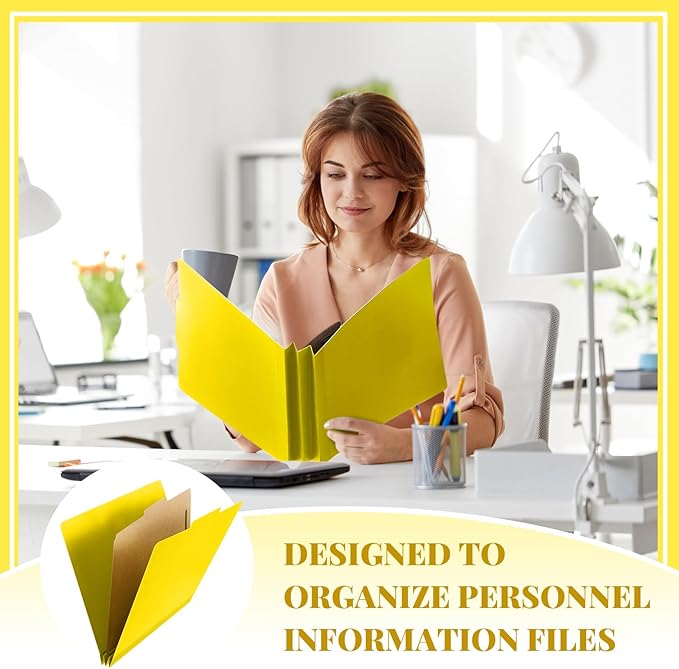 Skyygemm 36 Pcs Classification Folders Letter Size, 1 Divider Pressboard File Folder with Fasteners, Expanding File Organizer Bulk for School Teachers, Office Employee, Coworker, Staff (Yellow)