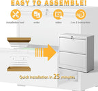 mysteeldepot 2 Drawer Lateral File Cabinet with Lock, Metal Lateral Filing Cabinets for Home Office, File Cabinet, File Storage Cabinet for Legal/Letter/A4 Documents, Assembly Required, White, 26'W