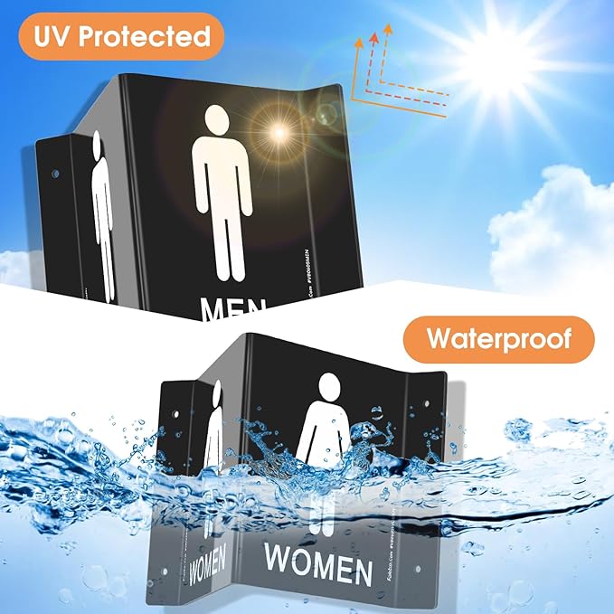 Faittoo Restroom Sign, Bathroom Signs, (2 Pack) 6 x 8 Inches Acrylic Sign, for Office or Business Bathroom and Toilet Door or Wall Decor, Indoor Outdoor Use, Black (Men and women Set)