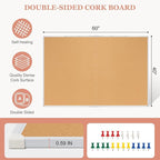 AMUSIGHT Double-Sided Large Cork Board, 60" x 40" Foldable Hanging Aluminum Framed Bulletin Board, Vision Board Pin Board Corkboards for Walls, Office, School Decor, 20 Pushpins