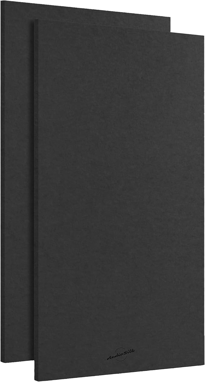 AudioSilk Acoustic Panels, 2 Pack, Large, 46" x 23", Black
