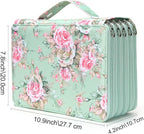Vomgomfom Colored Pencil Case - 252 Slots Pencil Holder with Zipper Closure Twill Fabric Large Capacity Pencil Case for Watercolor Pens or Markers, Pencil Case Organizer for Artist (Green Rose)