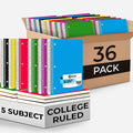 Rosmonde Spiral Notebook 36 Pack, 5 Subject, 300 Pages/Book (150 Sheets), College Ruled, 8 x 10-1/2, School & Office Bulk Spiral Notebooks, Sturdy Spiral Journal Notebook, Soft Cover, Assorted Colors
