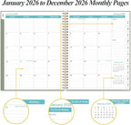2026 Planner - Planner 2026 from January 2026 to December 2026 with 12 Monthly Tabs, Flexible Cover, Inner Pocket, 8.5" x 11", Green-A