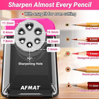 AFMAT Heavy Duty Electric Pencil Sharpener, 6 Holes, Auto Stop Pencil Sharpeners Plug in, Classroom Pencil Sharpener for 6-11mm Pencils, Super Fast, Save Pencils, Teacher Must Have, PSX1