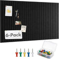 Cork Board Tiles for Wall with Push Pins, Removable 36" x 24" Slat Bulletin Board Sets, Adhesive Pin Board | Magrowill 6 Packs Felt Panels for Office Home Classroom Dorm Interior Wall Decor, Black