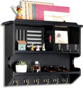 Mutsault Key Holder for Wall, Mail and Key Holder for Home Decor, Key and Mail Holder for Wall with Key Hooks, Black
