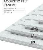 Fluxynara Felt Bulletin Board Tiles -28"x18" with 40 Adhesive Tabs, Cork Board Alternative for Office Decor, Push Pin Board Wall Organizer 6-Pack (Cold White)